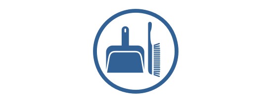 An icon of a broom and dustpan.
